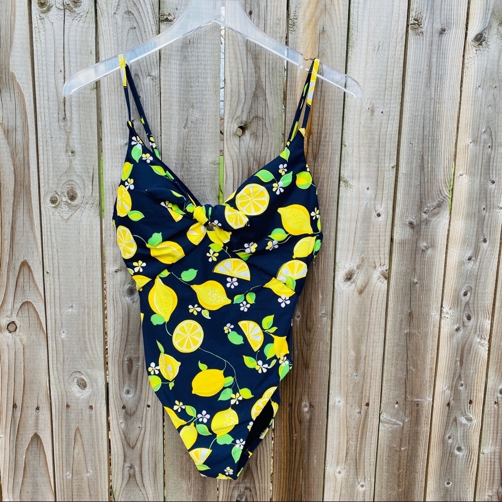 Trina Turk one piece bathing suit size 12 Lemon Love High Leg One Piece Swimsuit